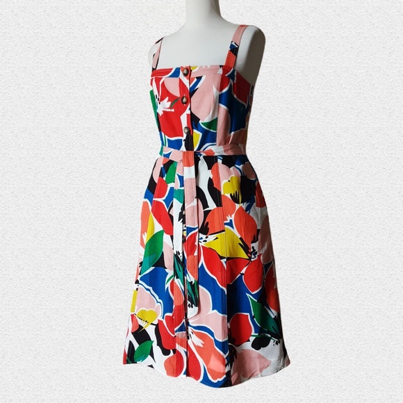 Sz 10 DONNA RICCO NEW YORK DRESS Abstract Multicolour Print - Picture 5 of 8